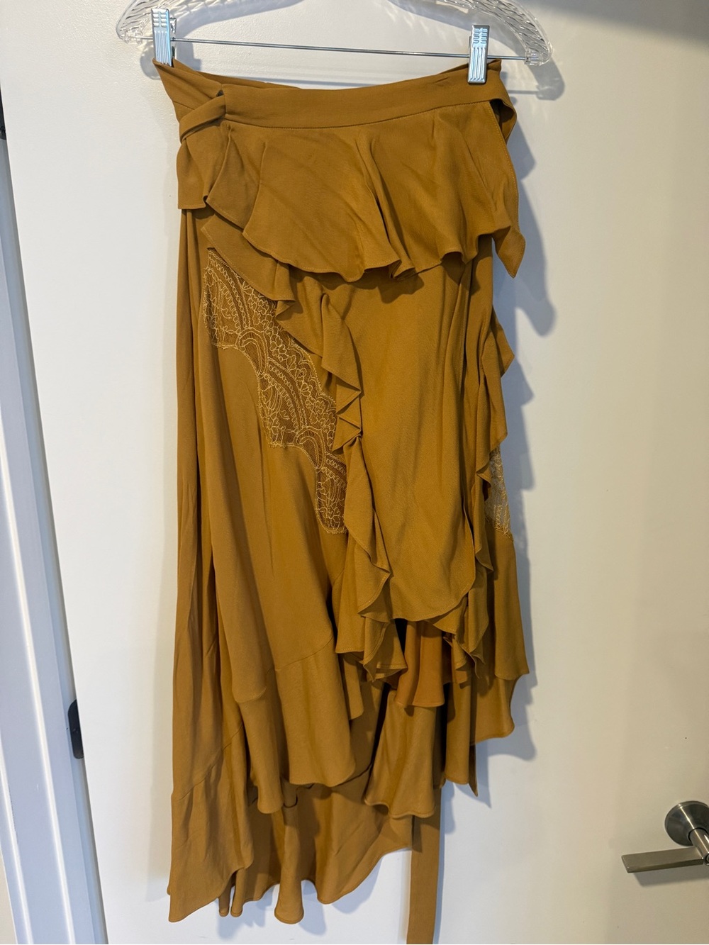 IRO Mustard Ruffled High-Low Wrap Skirt - Picture 2 of 4